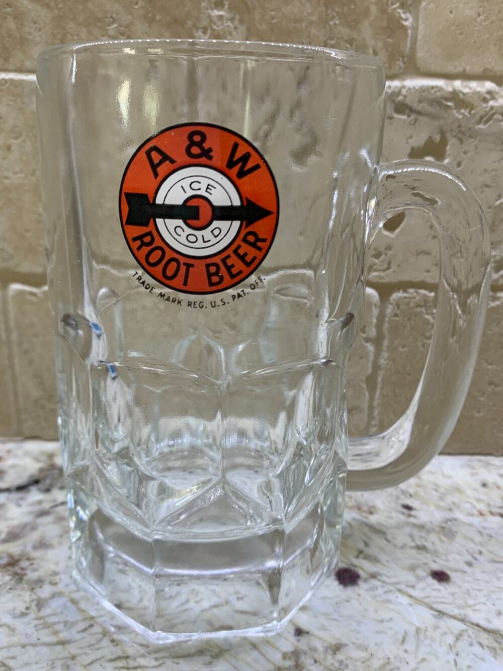 Vintage A&W Root Beer mug featuring the classic red bullseye logo.